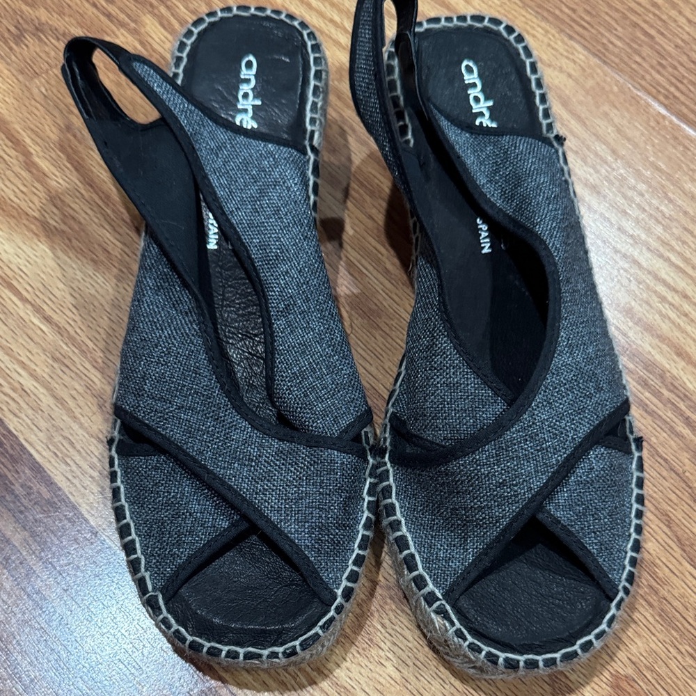 Andre Assous Charcoal and Black Espadrilles